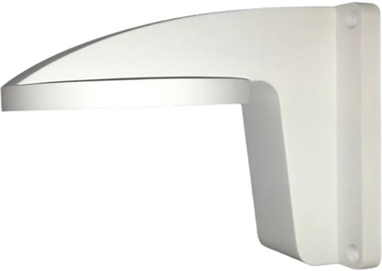 White, rounded wall mount, suitable for mounting cameras or similar devices on a wall surface.
