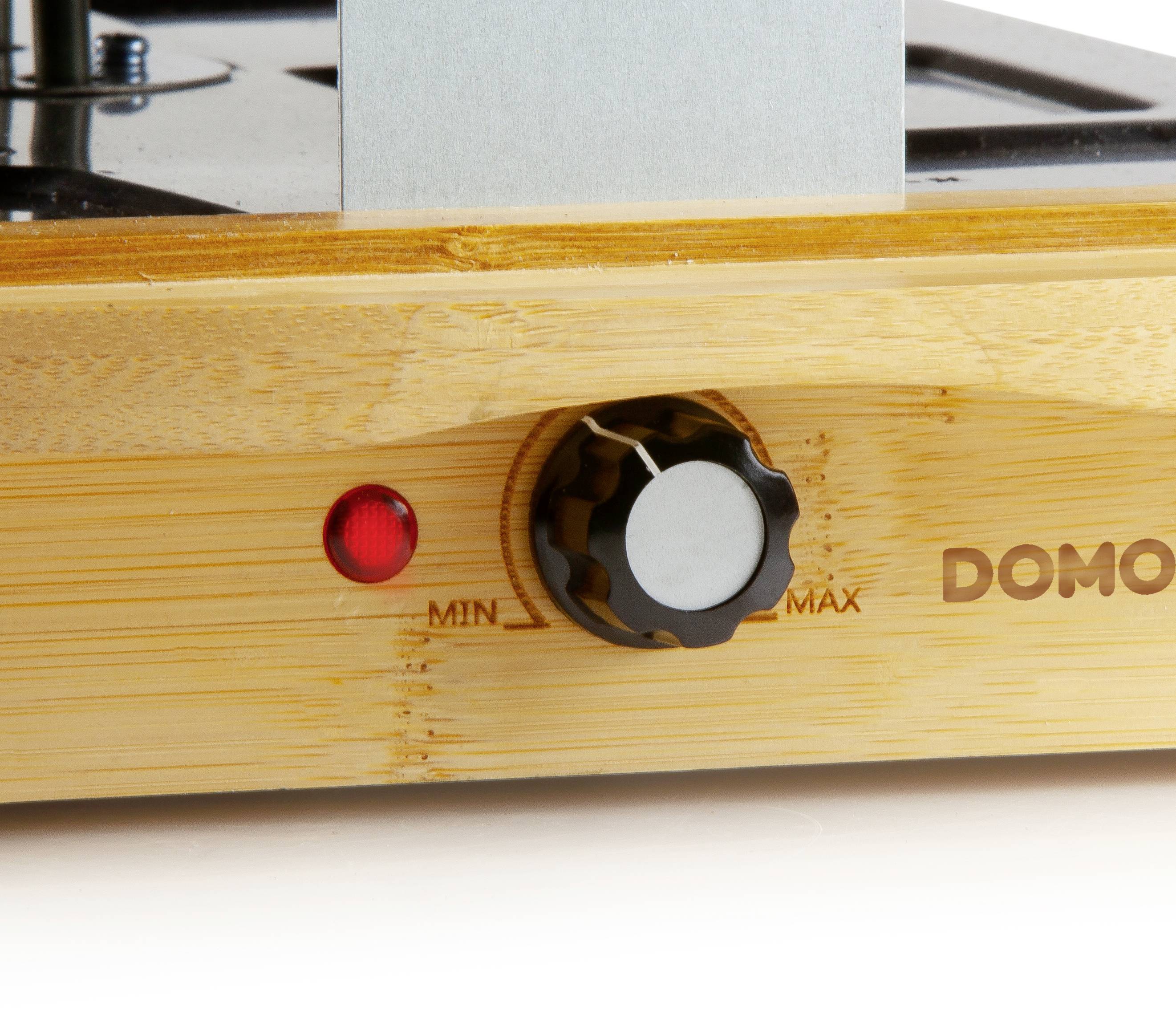 DOMO DO9246G Raclette 8 pannikins, Non-stick coating, Indicator light Black, Wood