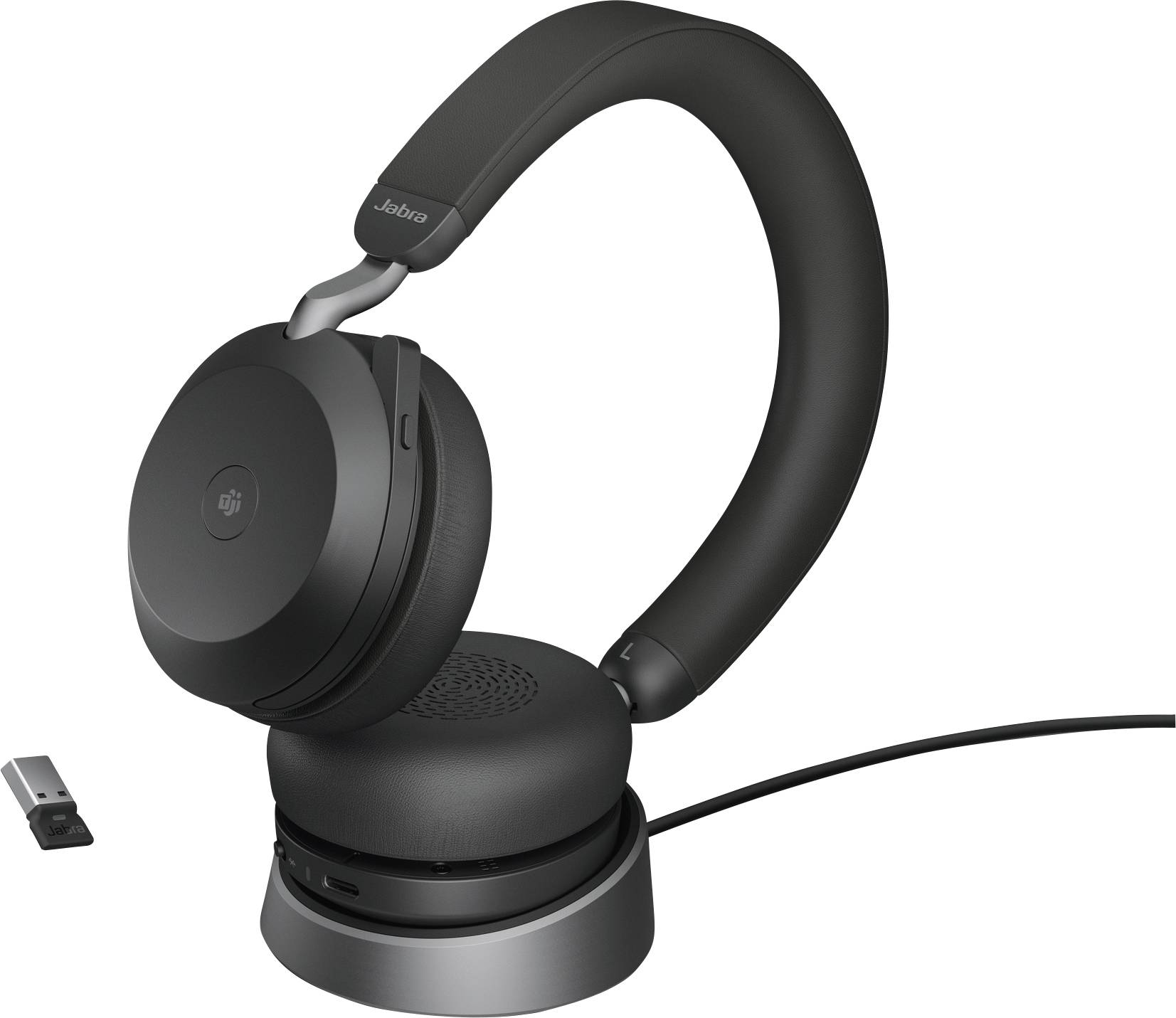 Jabra Evolve2 75 Over-ear headset Corded (1075100) Black Battery indicator, Microphone mute Phone