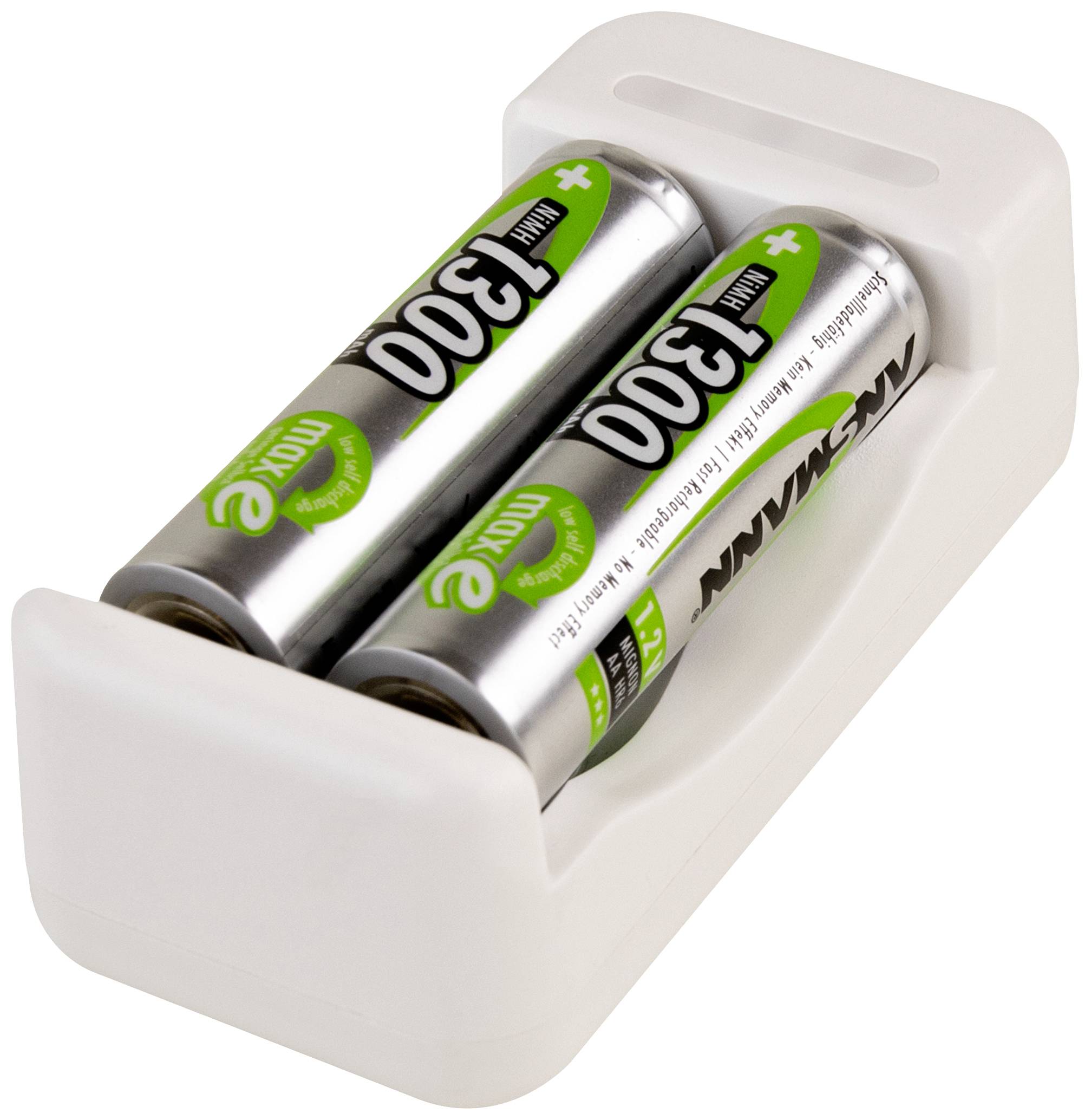Ansmann Basic II + 2× AA 1300mAh Charger for cylindrical cells NiMH AAA , AA
