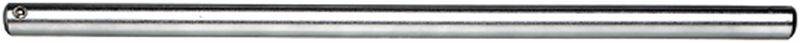 A long, cylindrical metal rod with a shiny surface lies horizontally.