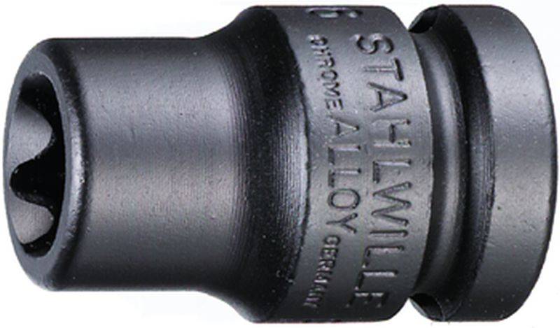 A black shiny socket nut with the inscription 'STAHLWILLE CHROME ALLOY GERMANY'. It is likely intended for use with a spanner.