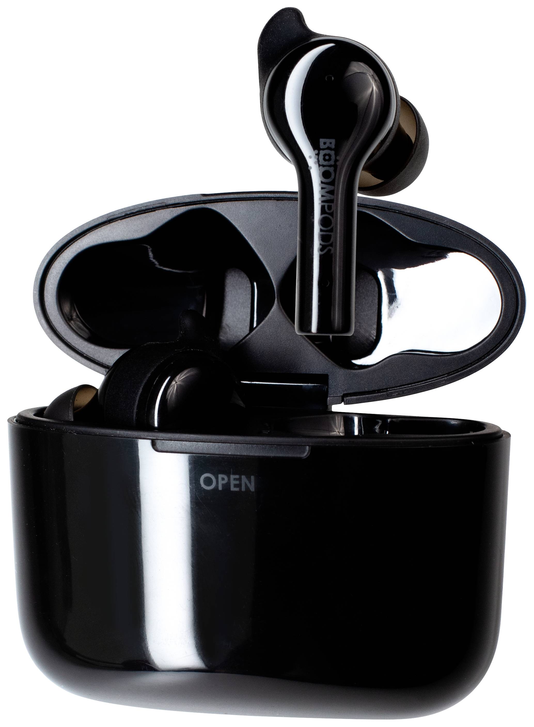 Boompods Bassline GO In-ear headphones Bluetooth® (1075101) Black Headset, Volume control, Sweat-resistant, Touch control