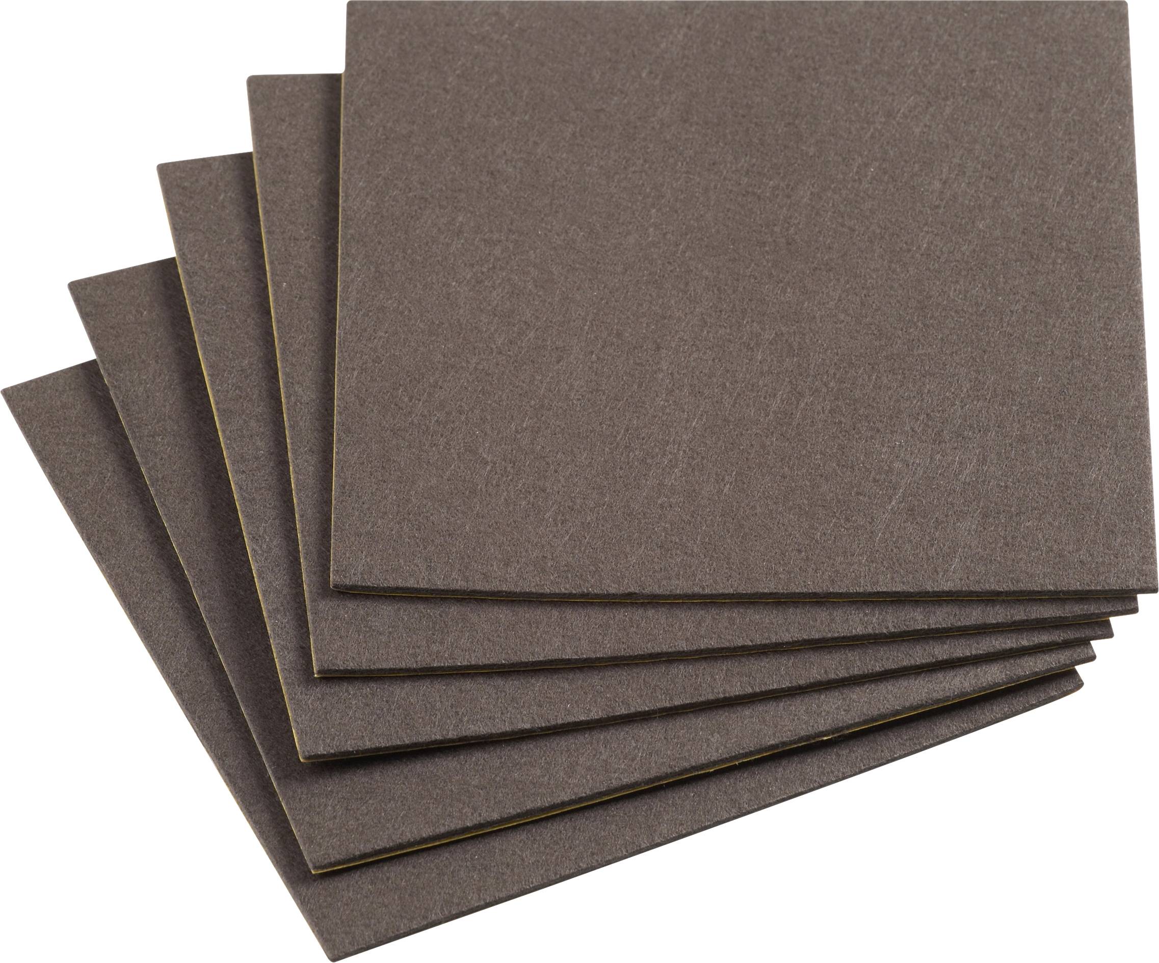 Six dark brown sanding pads stacked on top of each other, slightly offset, so that each individual pad is visible.