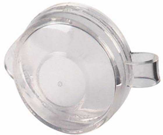 A transparent plastic cap with a side handle. It appears to serve as a lid or cover.<br><br>Note: The translation is already in British English, so no further modifications were necessary.