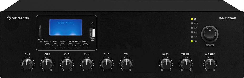 Monacor PA-812DAP PA amplifier 120 W 1-channel 1-zone