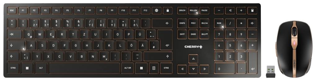 CHERRY JD-9100DE-2 Wireless, Radio Keyboard and mouse set German, QWERTZ Black