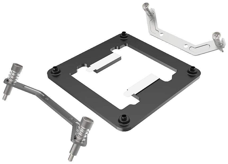 Metal mounting bracket frame in three parts, with screws for fixing.