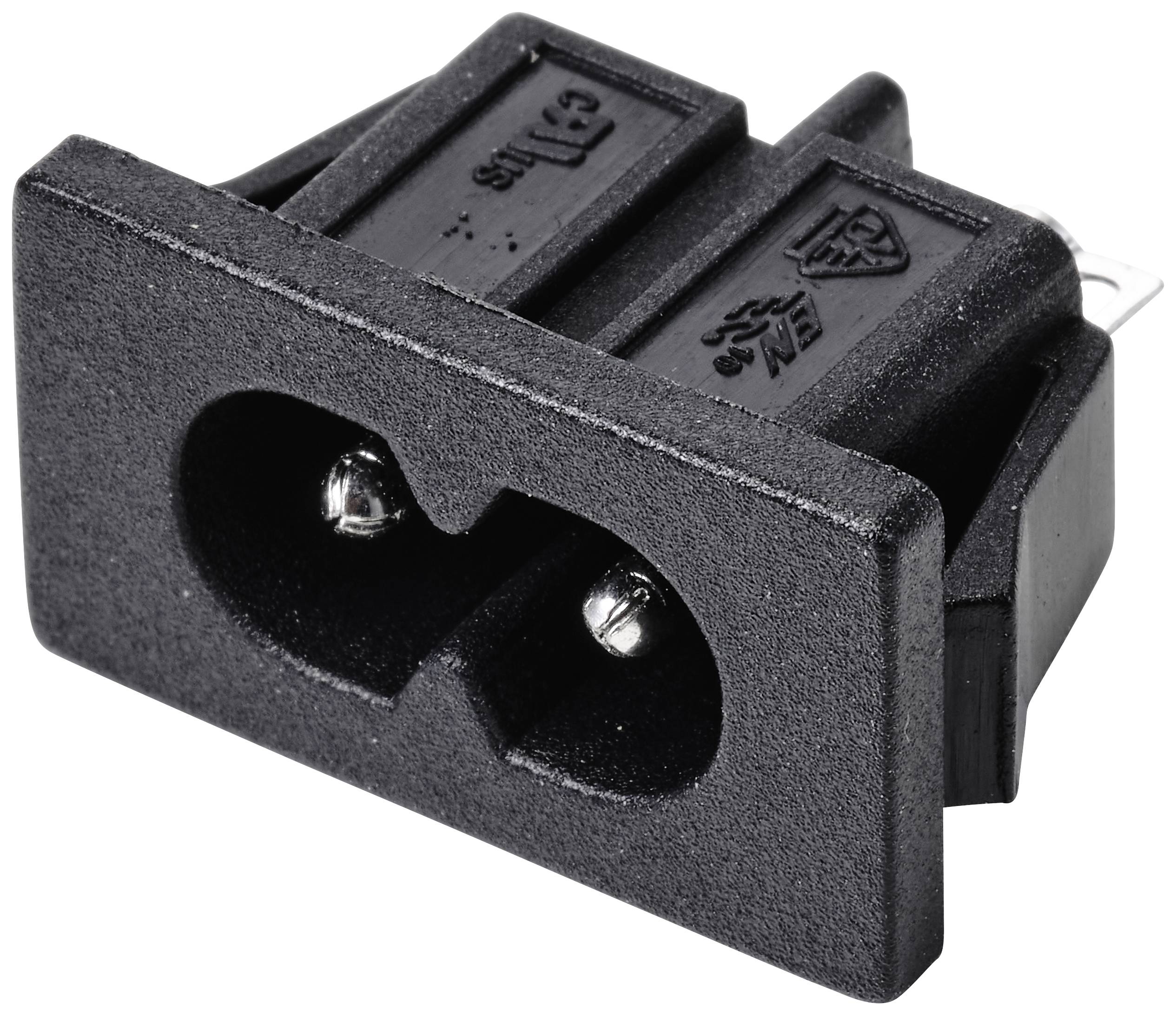 TRU COMPONENTS TC-10088404 IEC connector C8 Plug, vertical mount 2.5 A Black