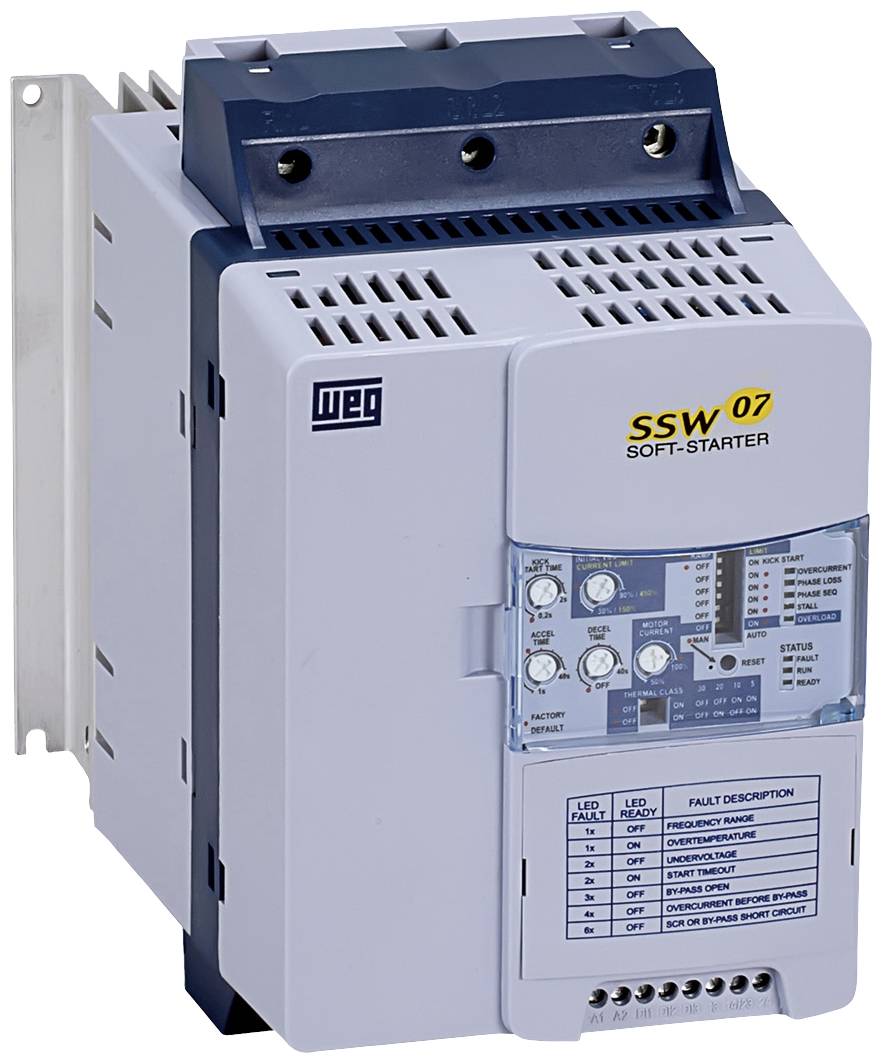 WEG SSW07 0061 T5 SZ 10194174 Soft starter Motor power at 400 V 30 kW Motor power at 230 V 18.5 kW 230 V AC, 575 V AC Nominal