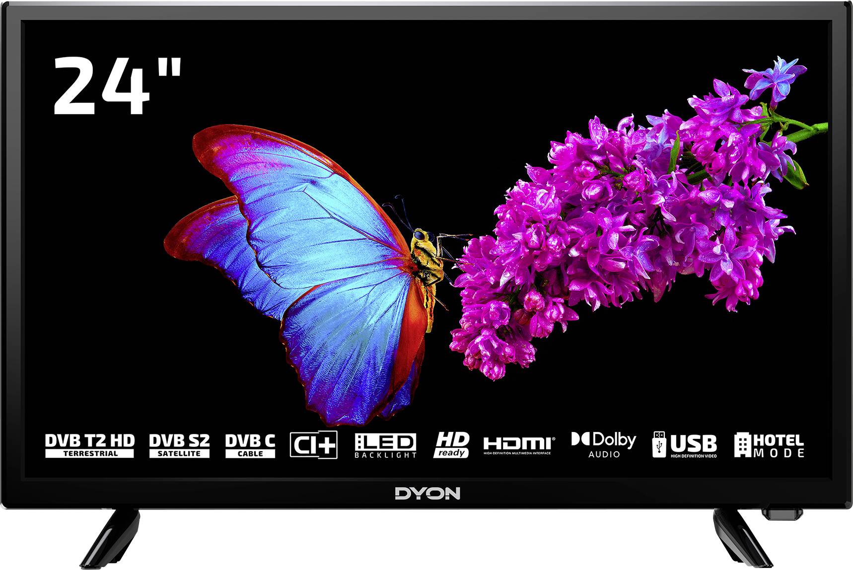 Dyon Enter 24 Pro X2 LED TV 60 cm 24 inch EEC F (A - G) DVB-T2, DVB-C, DVB-S, HD ready, CI+ Black