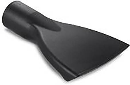Black vacuum cleaner nozzle with a wide, flat shape, suitable for cleaning large areas.