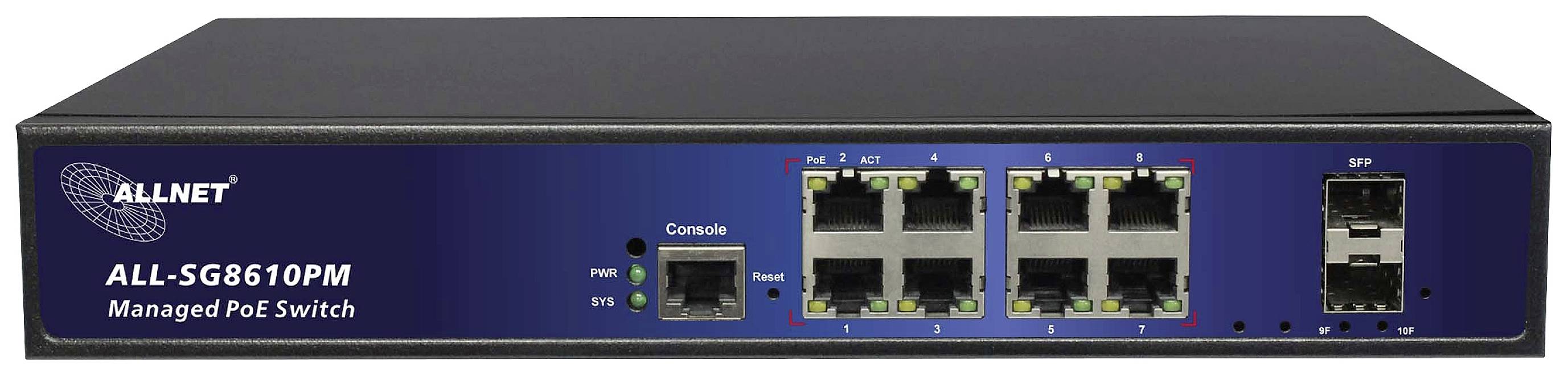 Allnet ALL-SG8610PM Network switch 8 + 2 ports 10 / 100 / 1000 MBit/s PoE