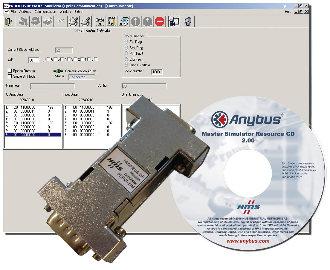 Anybus 017505 Profibus-DPV1 Master Simulator Master Simulator Profibus, RS-232 5 V 1 pc(s)
