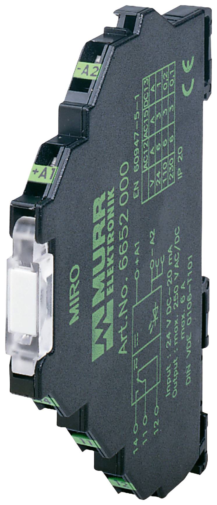 Electronic component with the inscription 'Murrelektronik Miro', model 'Art. No. 6852000', showing a diagram and technical specifications.