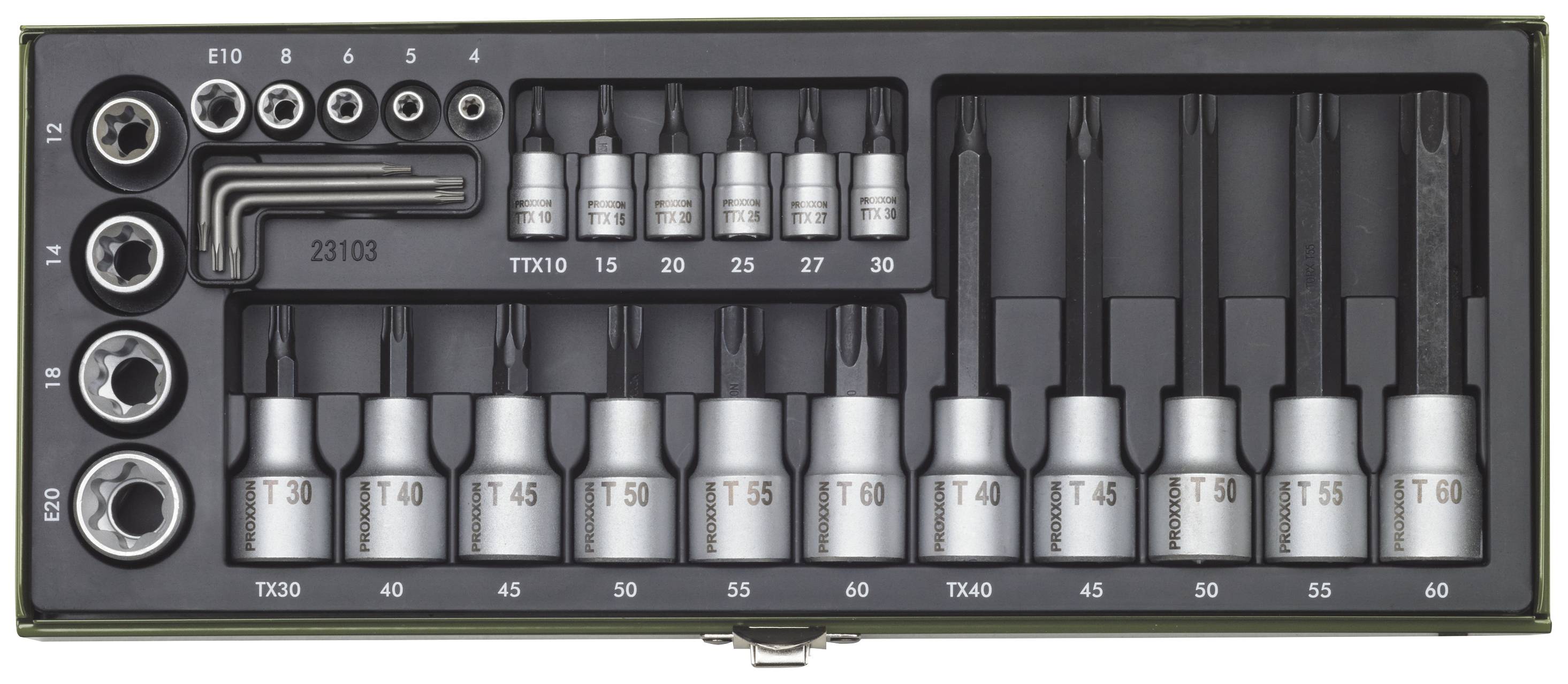Proxxon Bit set 1/2" (12.5 mm), 1/4" (6.3 mm) 29-piece 23103