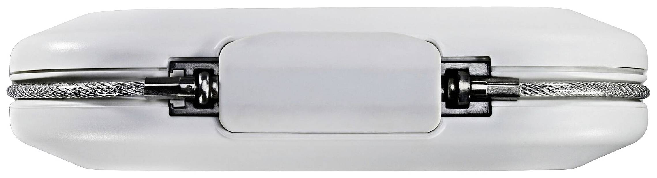 White, closed-back headphones viewed from above, ear cups and connecting headband visible, minimalist design.