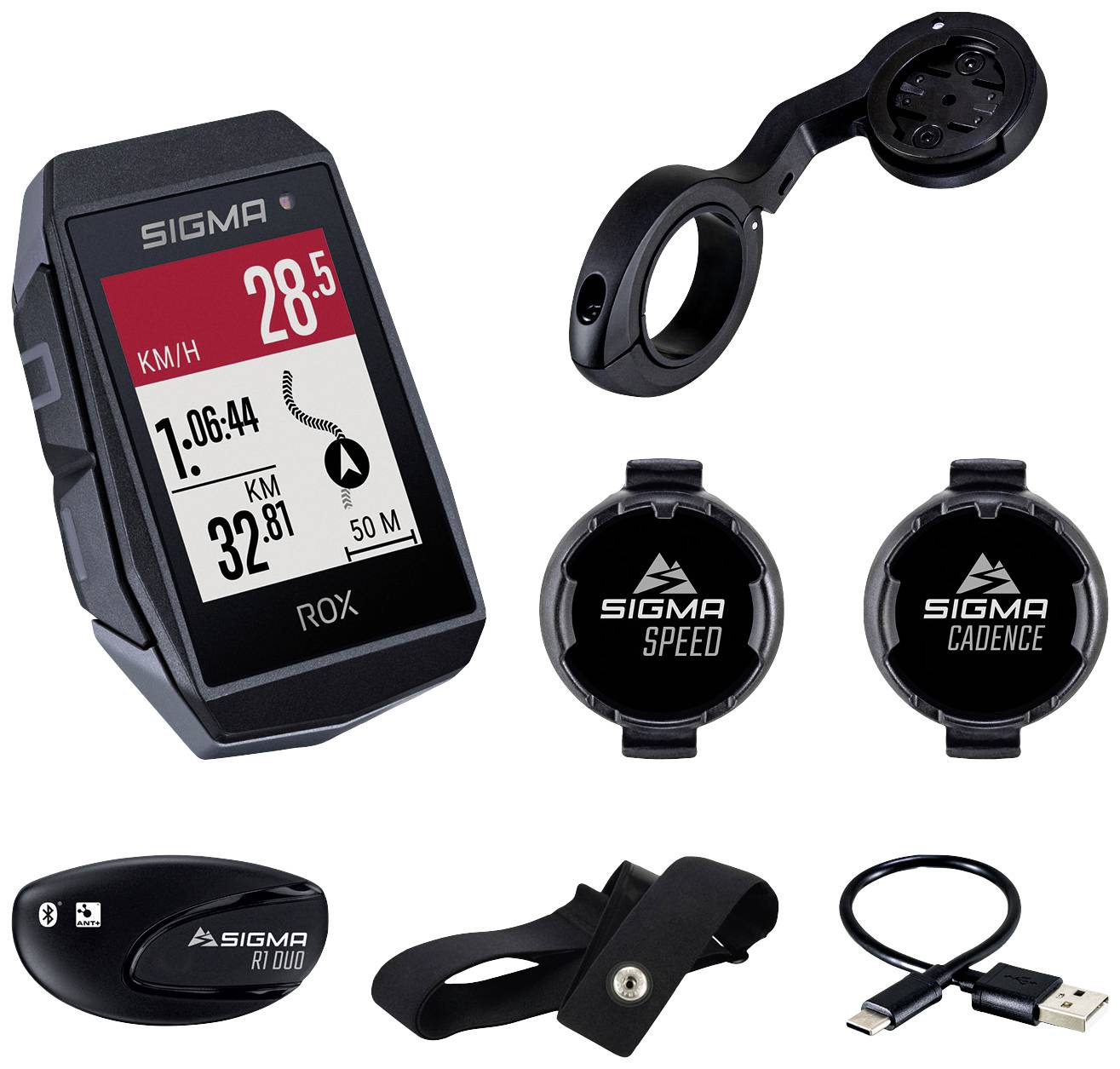 Sigma ROX 11.1 EVO Sensor Set Bicycle GPS Cycling GPS, GLONASS, sprayproof