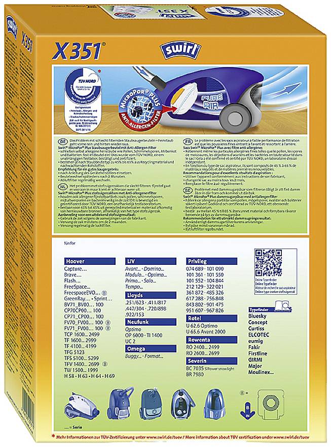 Swirl X 351 Vacuum cleaner bag 4 pc(s)