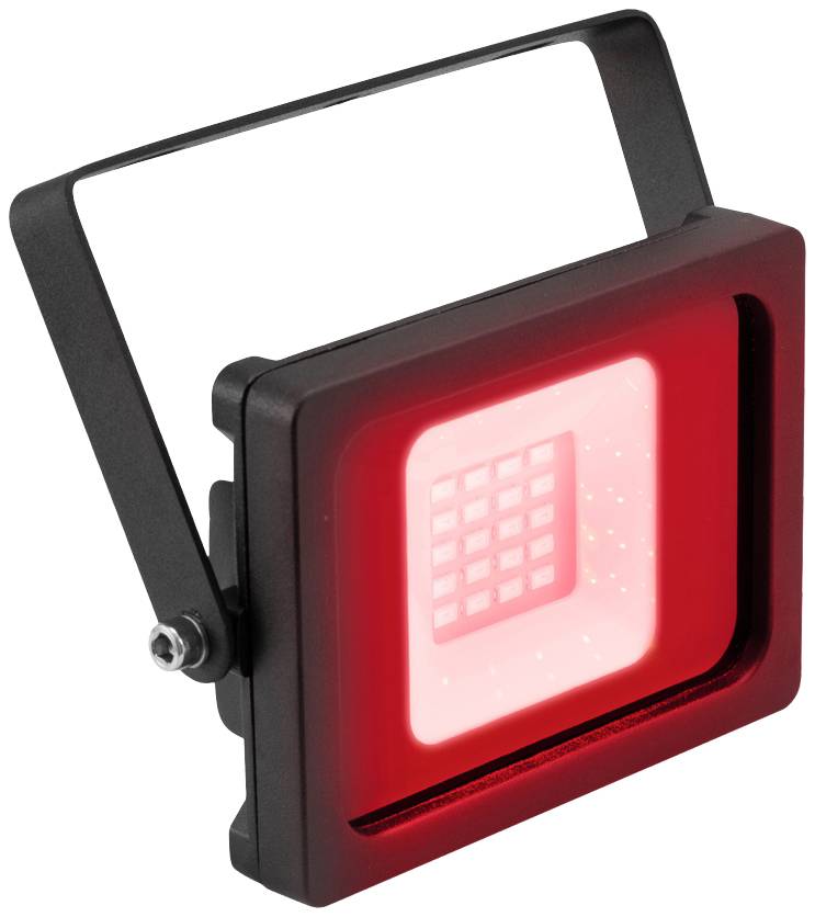 A rectangular LED spotlight with red light and a black frame, suitable for lighting or decoration.