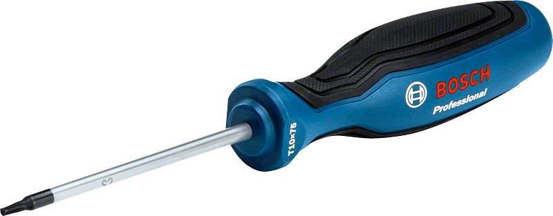 A blue screwdriver with an ergonomic handle and the inscription 'Bosch Professional', suitable for precision work.