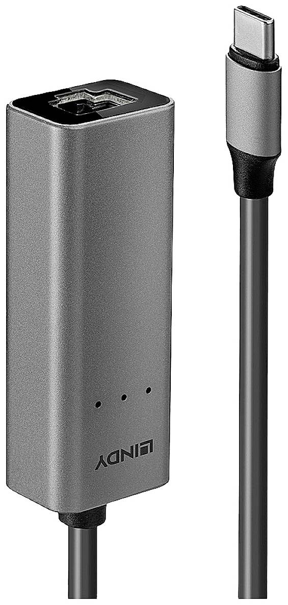 LINDY Network adapter 2.5 GBit/s USB C® (USB 3.1 1st gen), Gigabit LAN (1/2.5 Gbps) , RJ45