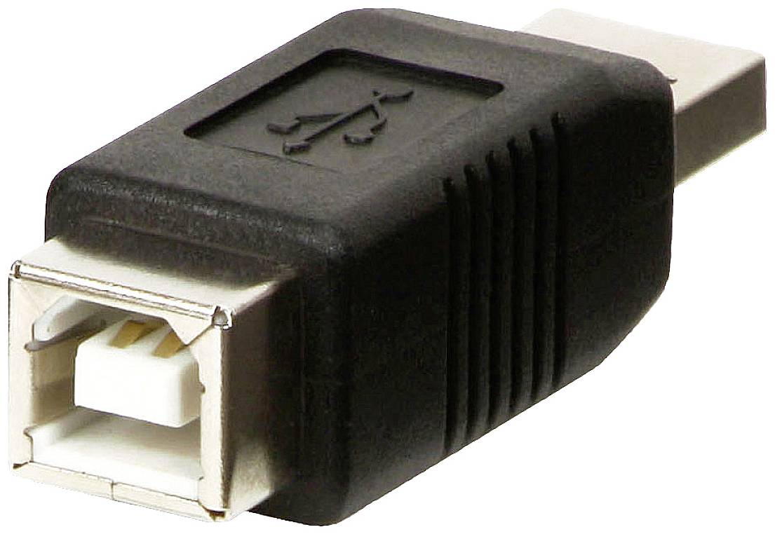 Adapter with a USB plug on one side and a square connector on the other side for connecting different devices.
