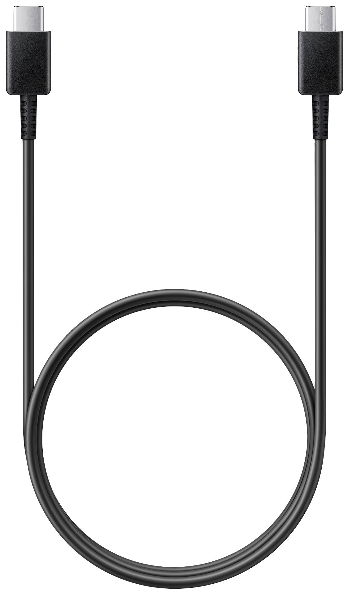 Black USB-C cable with plug at both ends, shown in a loop.