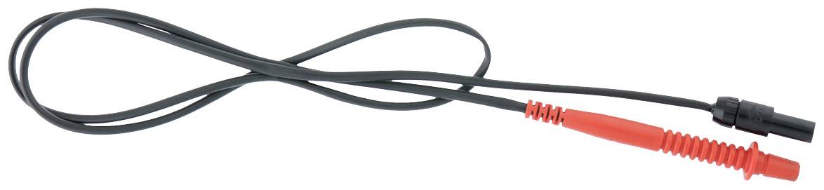 Black and red test lead cable with crocodile clips at the ends, often used for electrical measurements.