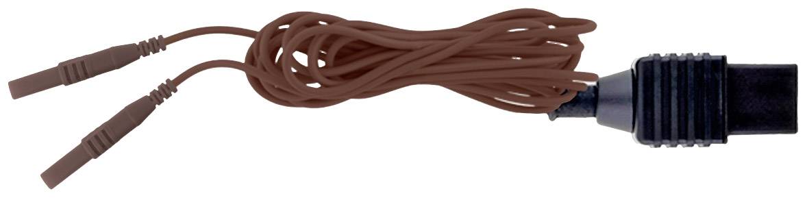 Brown extension lead with two plug ends and a black rectangular socket adapter on the right.