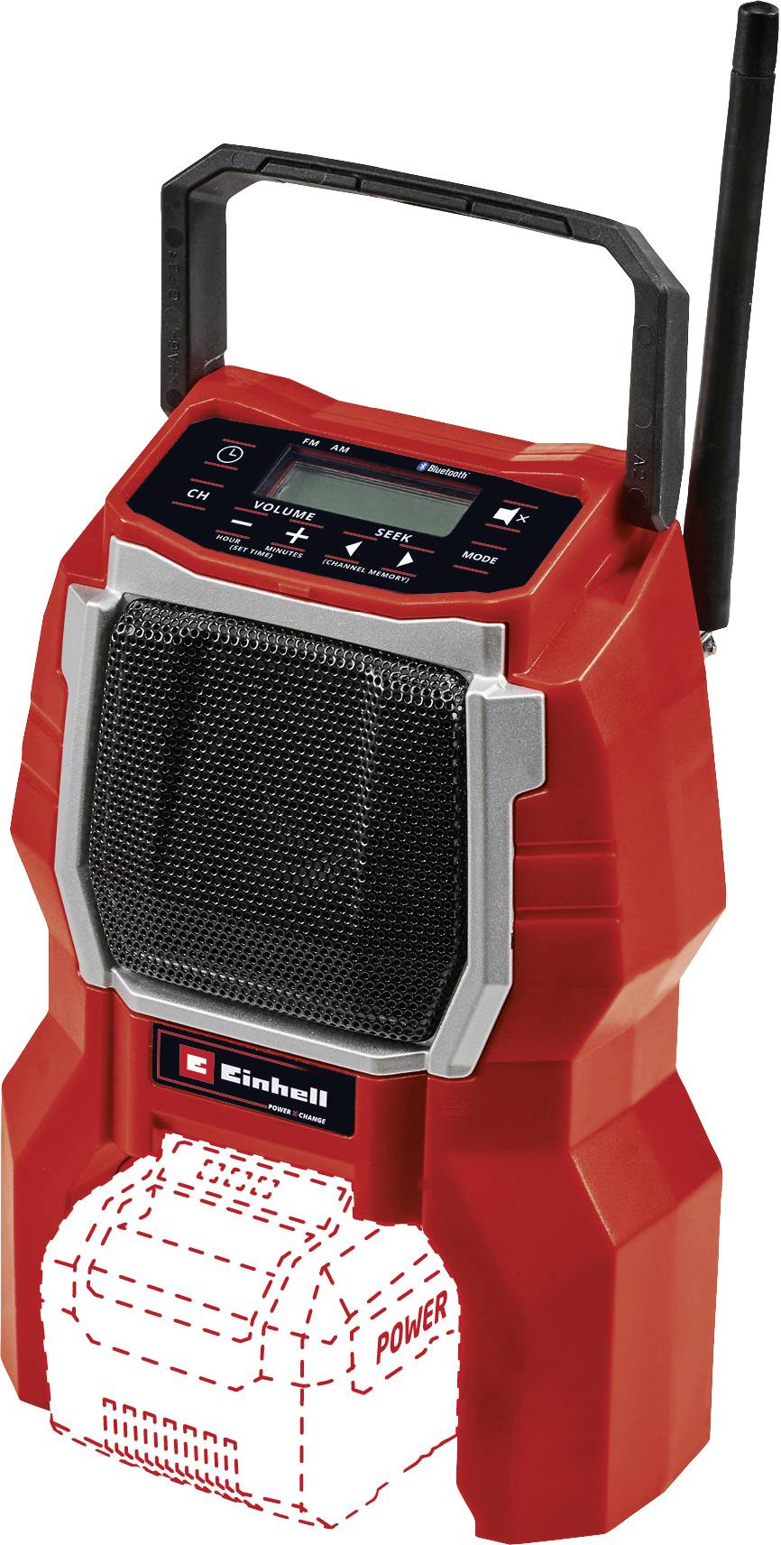 Einhell TC-RA 18 Li BT - Solo Workplace radio FM Bluetooth Red