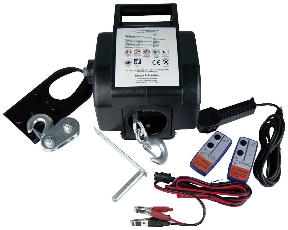 Berger & Schröter Winch lb2000 boat Tensile force (stationary)=622 kg Traction (rolling)=1361 kg Cordless remote control, Corded