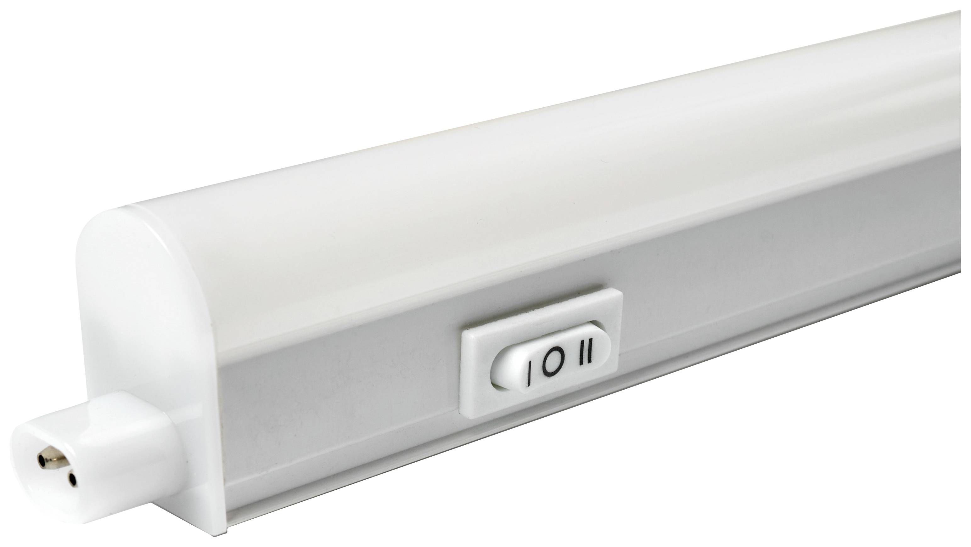 A white LED strip with a switch in the middle, suitable for under-cabinet mounting in kitchens or workspaces.