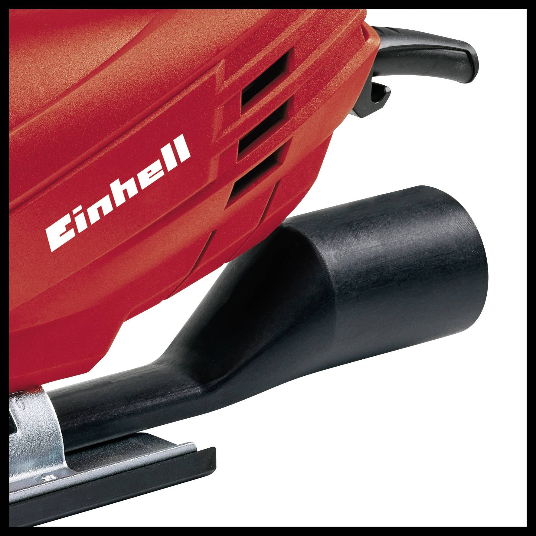 A red electrical appliance with 'Einhell' written on it and a black handle, likely a tool or household device.