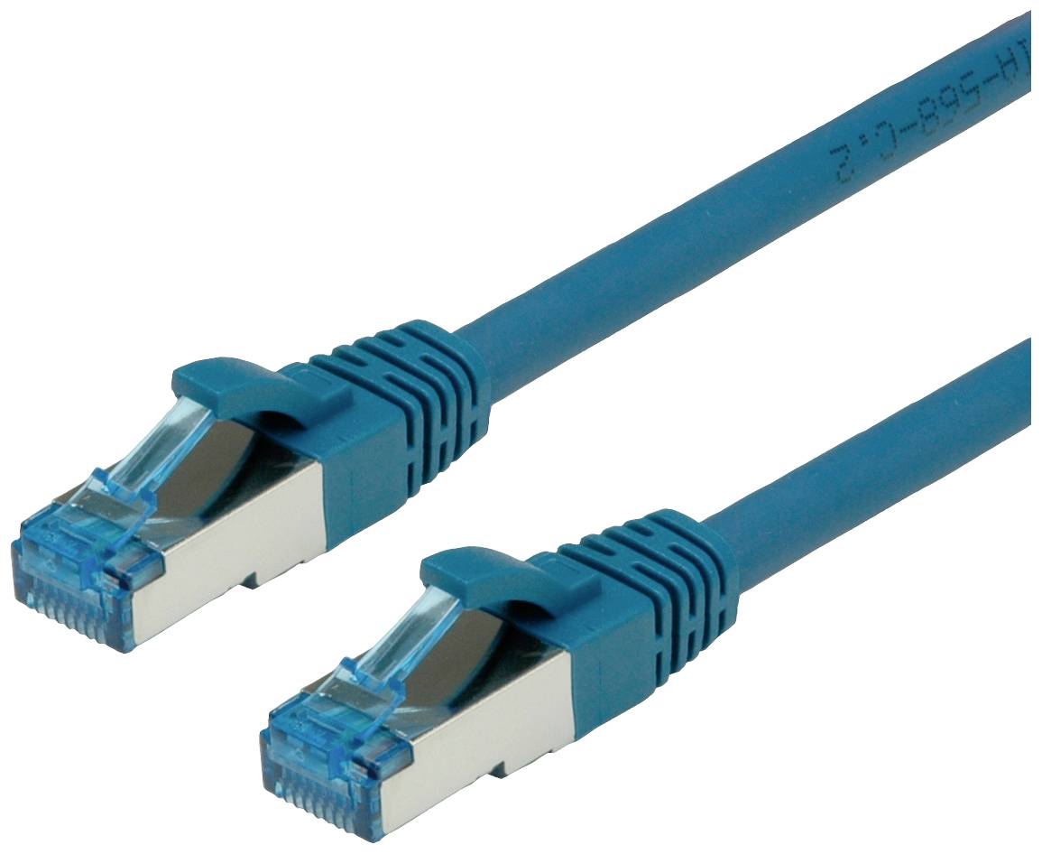 Value 21.99.1950 RJ45 Network cable, patch cable CAT 6A S/FTP 0.50 m Blue 1 pc(s)