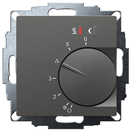 A black thermostat control for electric heaters, marked from 0 to 6 with symbols for heat and fan function.