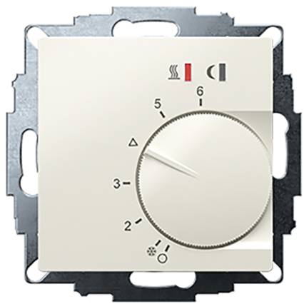 A thermostat with a dial ranging from 1 to 6. Heating and ventilation symbols are visible at the top.