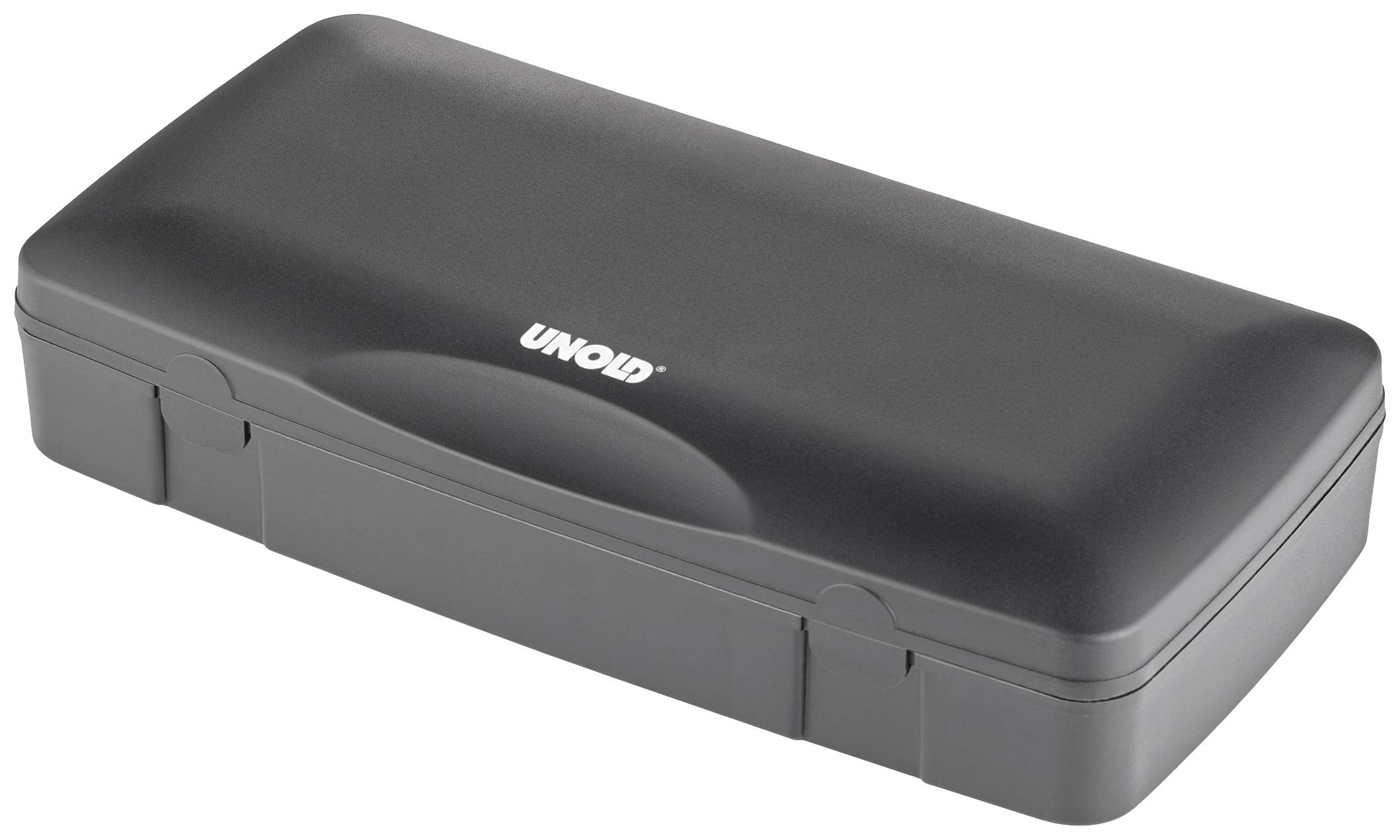A black, rectangular case with rounded corners and a white 'UNOLD' logo on the lid.