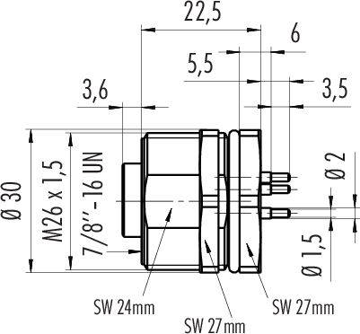 binder 09 2450 180 05 Socket, straight, Sleeve socket Total number of pins: 5 + PE Series (round connectors): 820 20 pc(s)