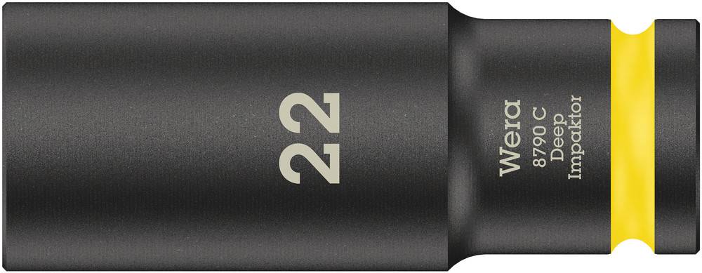 Black socket with yellow ring, engraving '22 Wera 8790 C Deep Impaktor'.