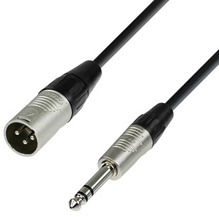 Adam Hall K4BMV0300 XLR Cable [1x XLR plug 3-pin - 1x Jack plug 6.3 mm (stereo)] 3 m Black
