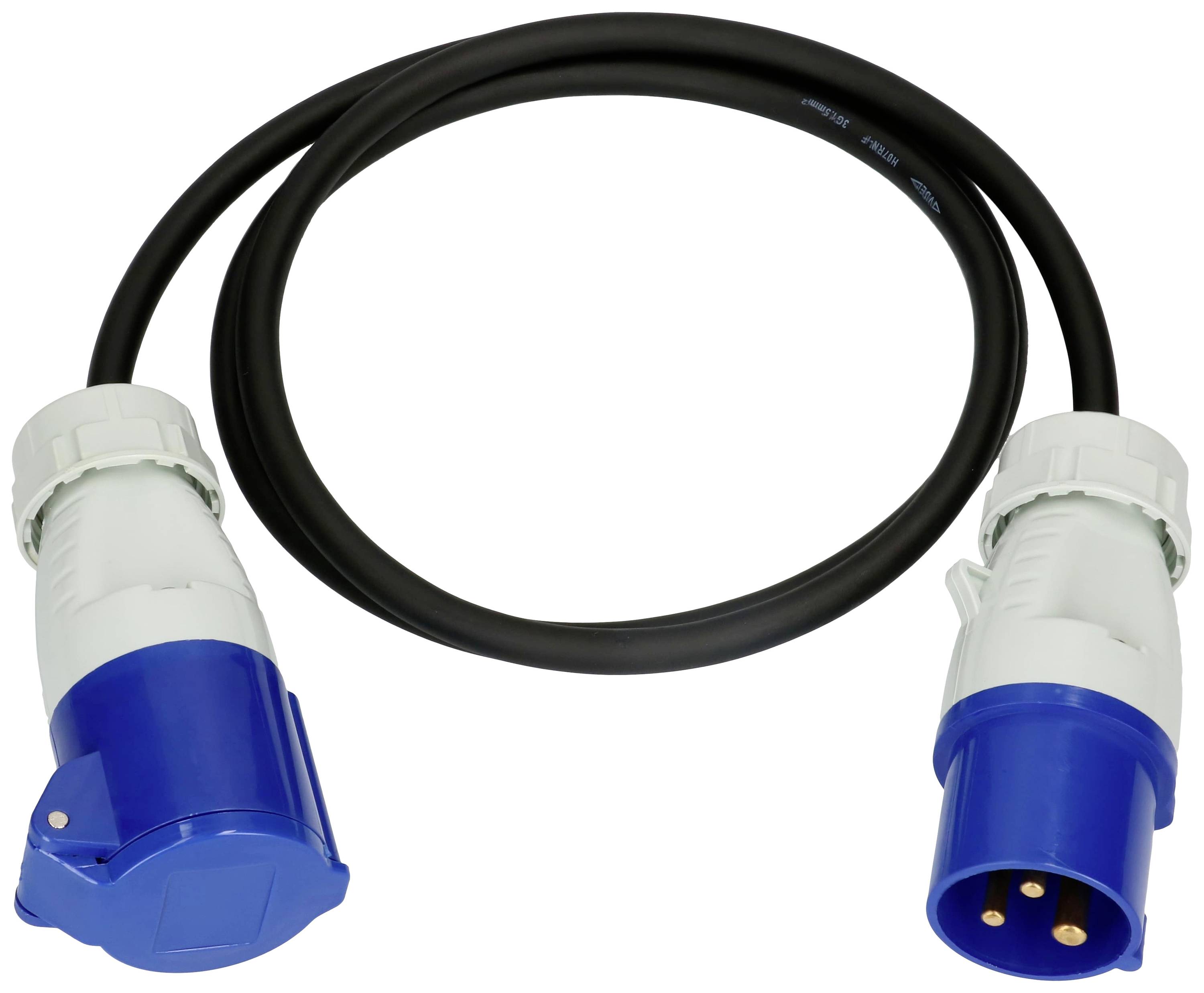 Max Hauri 163894 Current Cable extension Blue, Black 1.5 m H07RN-F 3G 1,5 mm² Oil-resistant, UV-resistant, Acid-resistant