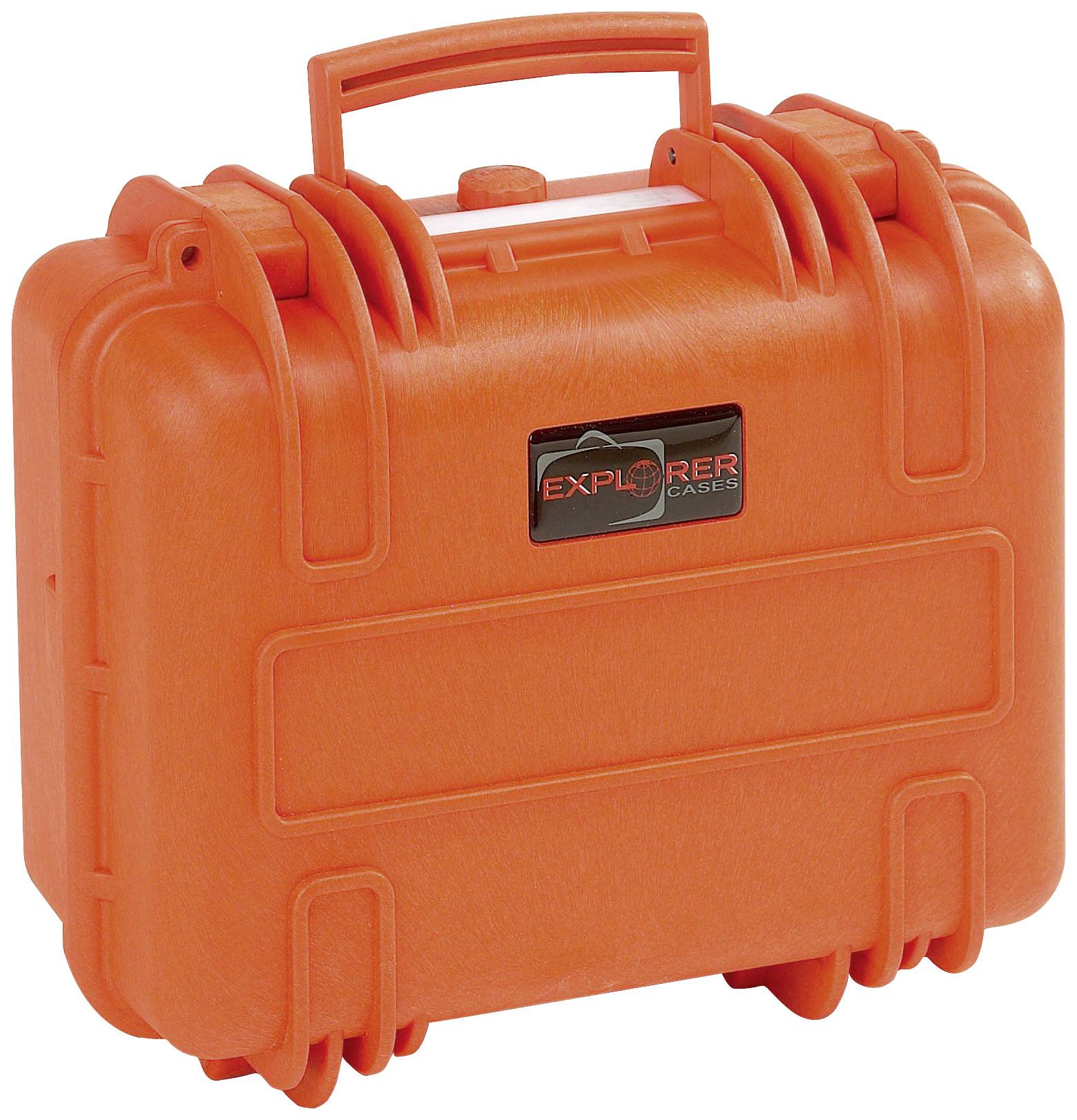 Orange plastic carry case with robust housing and carrying handle, suitable for the safe transportation of delicate equipment or tools.