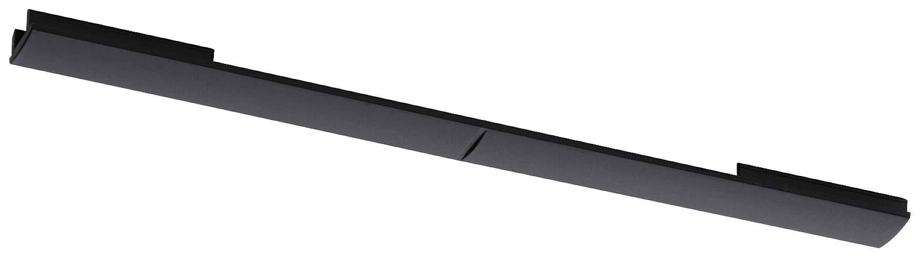 A black linear object, possibly an electronic device or a bar, against a white background.