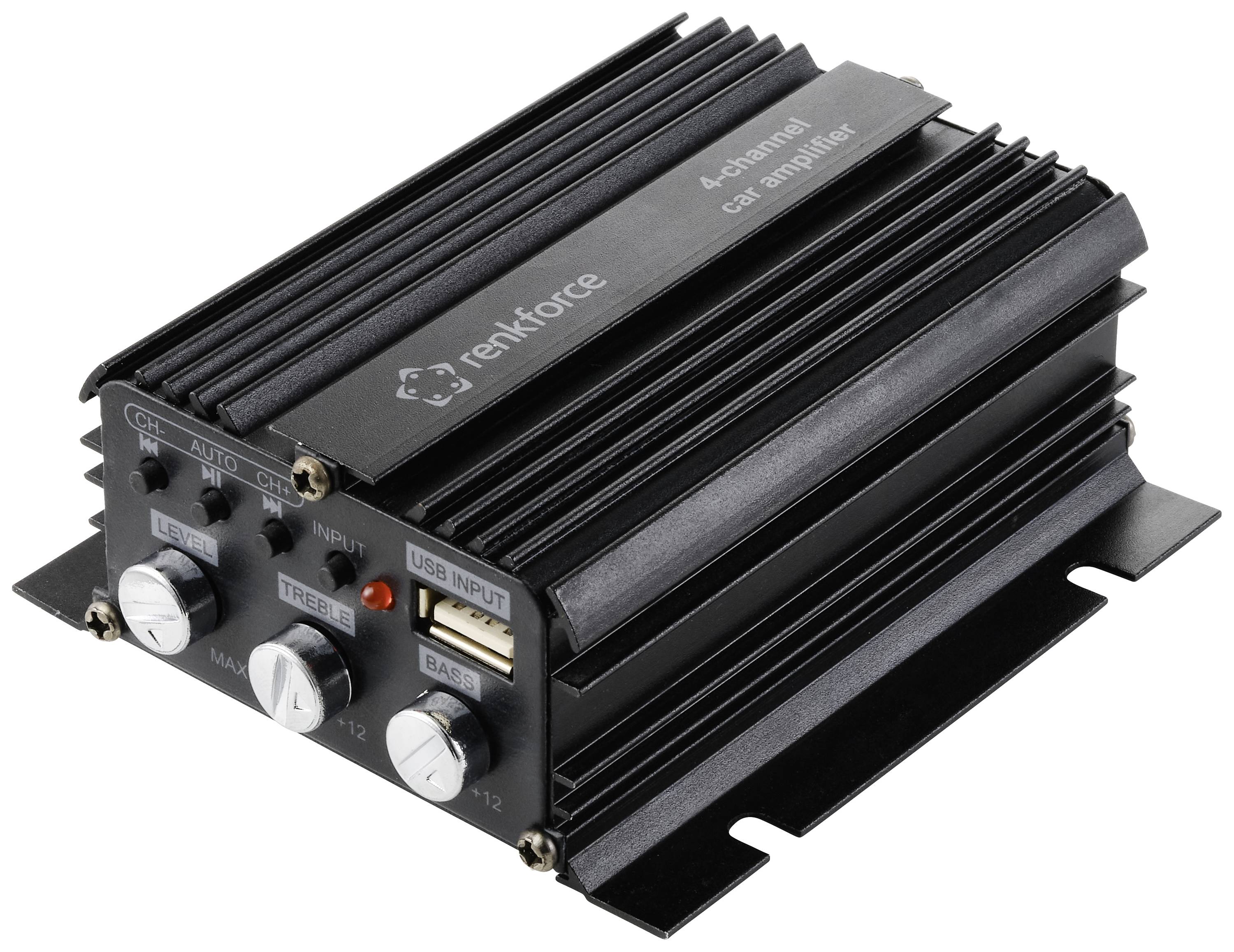 Renkforce RF-CMP-204 4-channel headstage 200 W Bluetooth®/USB audio playback, Volume/bass/treble settings