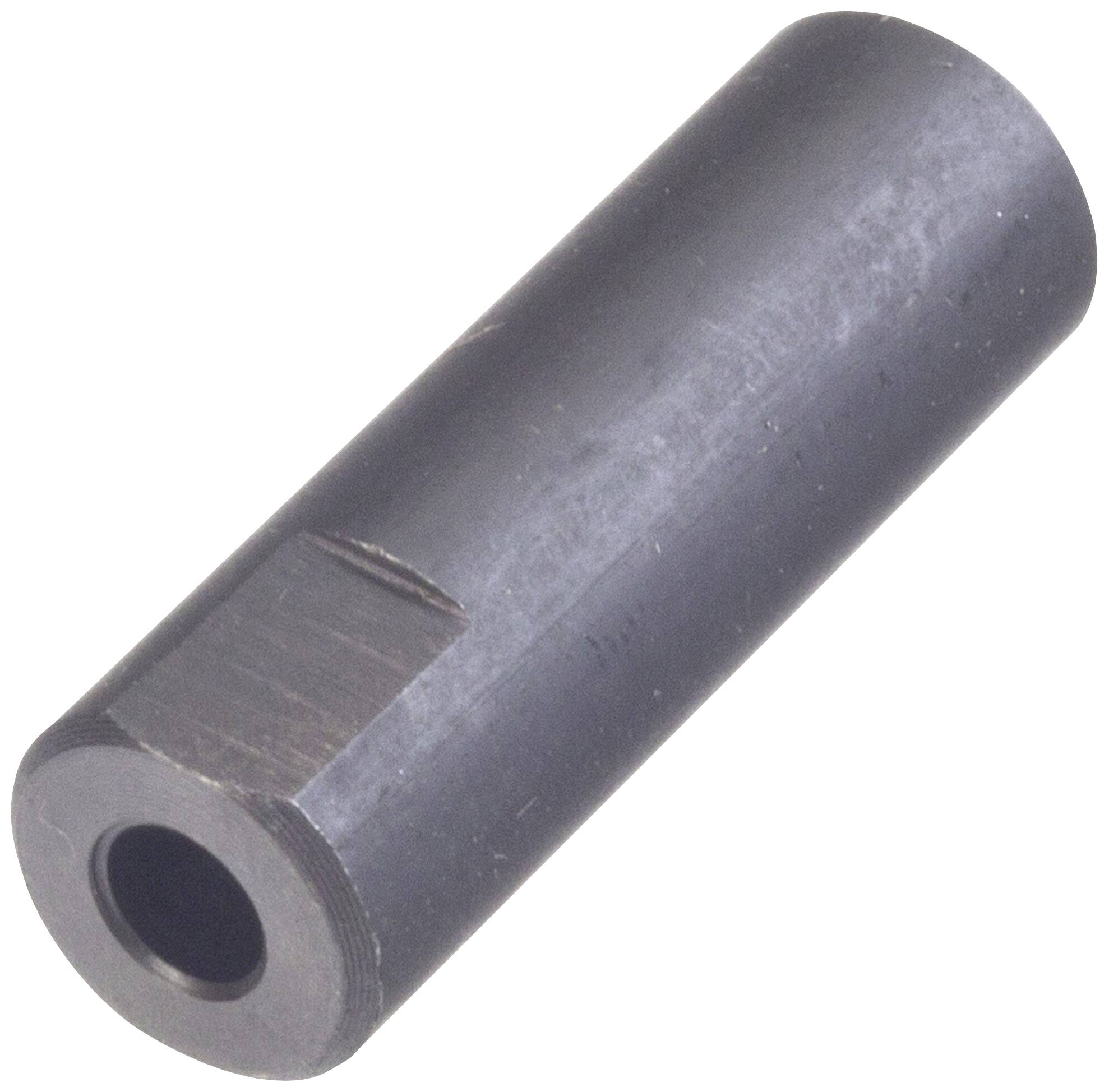 Metallzylinder mit flachem Sechskantabschnitt, der als Werkzeug- oder Bauteiladapter dient.