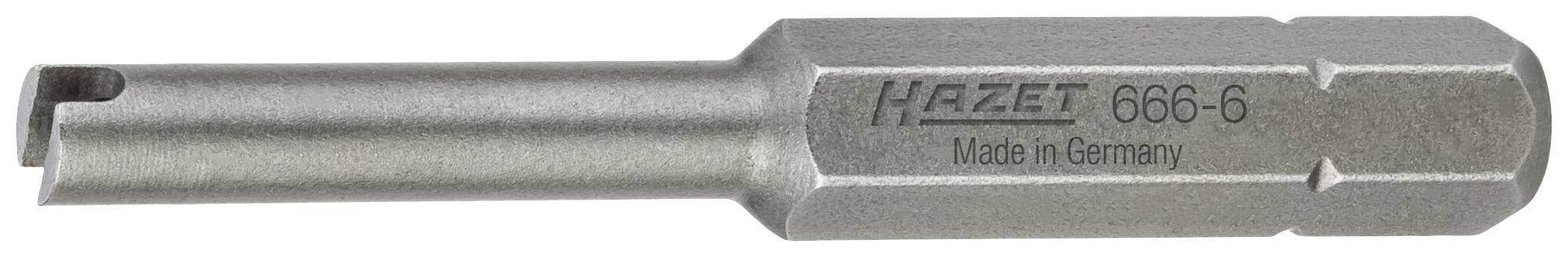 Metal socket attachment with the inscription 'HAZET 666-6 Made in Germany', cylindrical with a hexagonal shaft.