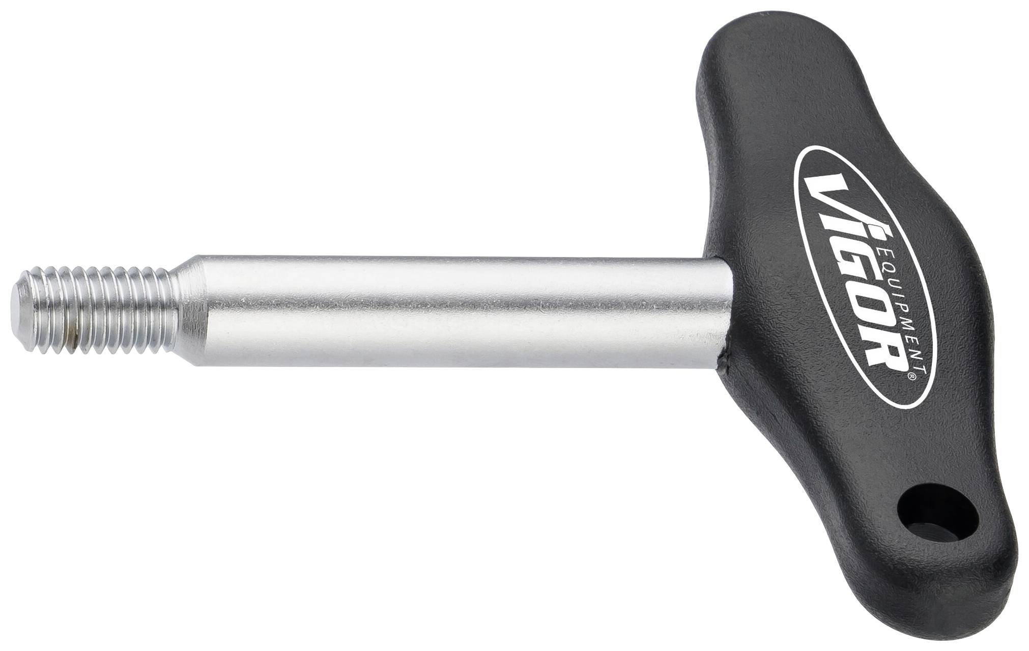 T-shaped screwdriver with a black handle and silver shaft. 'Vigor' brand name on the handle.