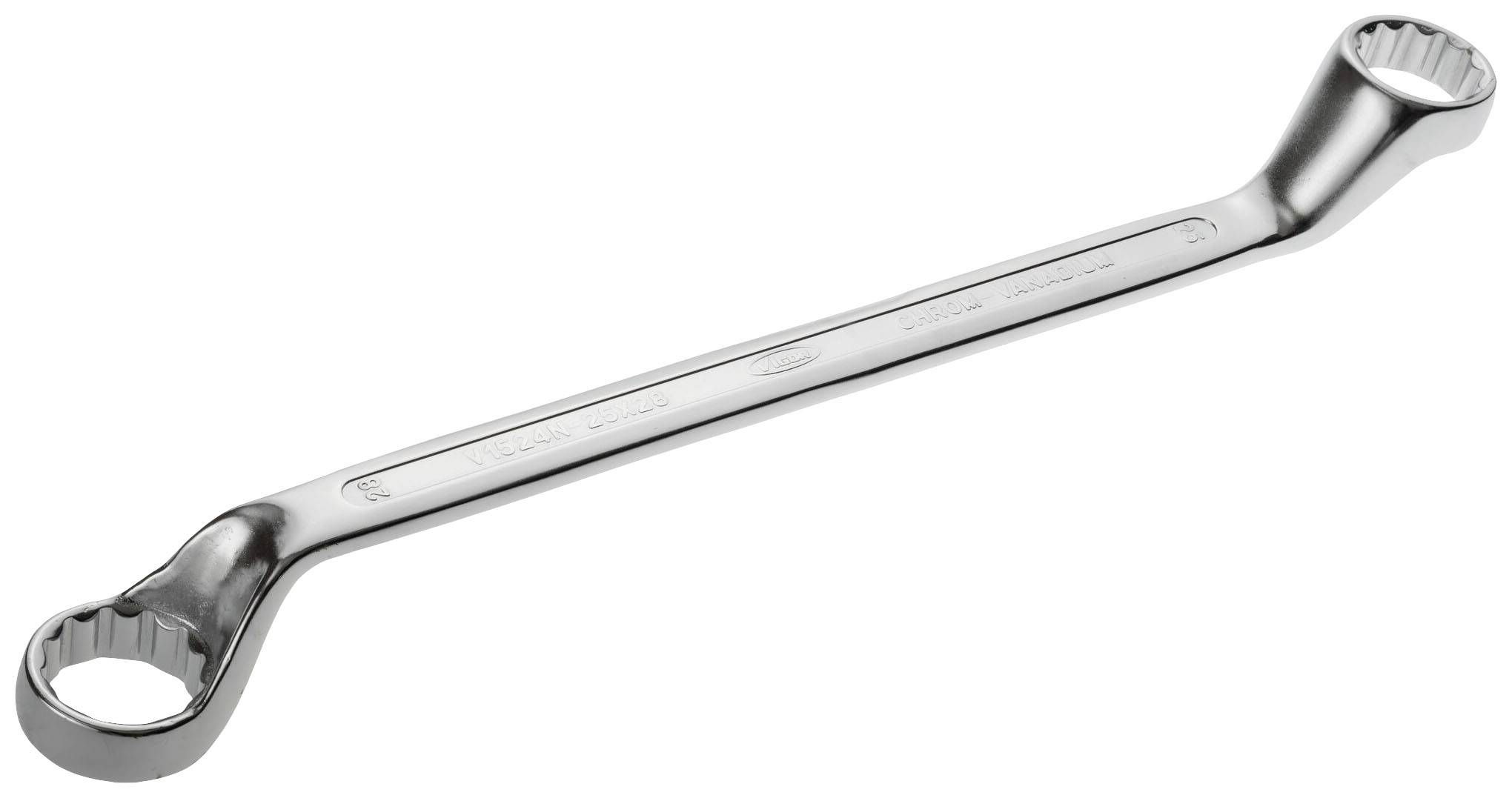 Silver ring spanner with two hexagonal key sides. Suitable for tightening or loosening screws and nuts.