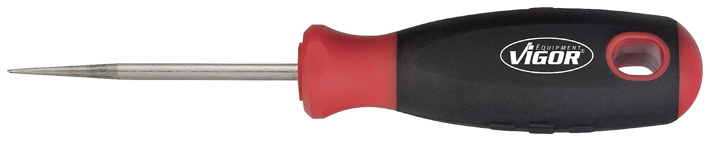 Screwdriver with a black and red handle, with the inscription 'VIGOR' on the handle.
